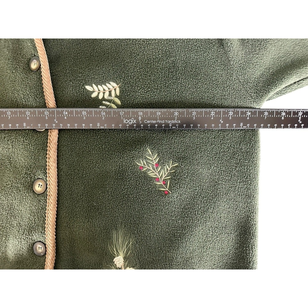 Christopher & Banks Fleece Jacket Women's L Green Embroidered Pine Tree Nature - Picture 5 of 6